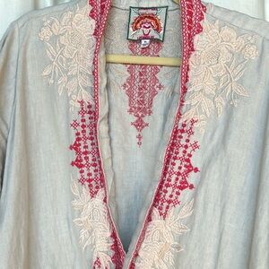JohnnyWas Camille Heavily Embroidered Linen Kimono